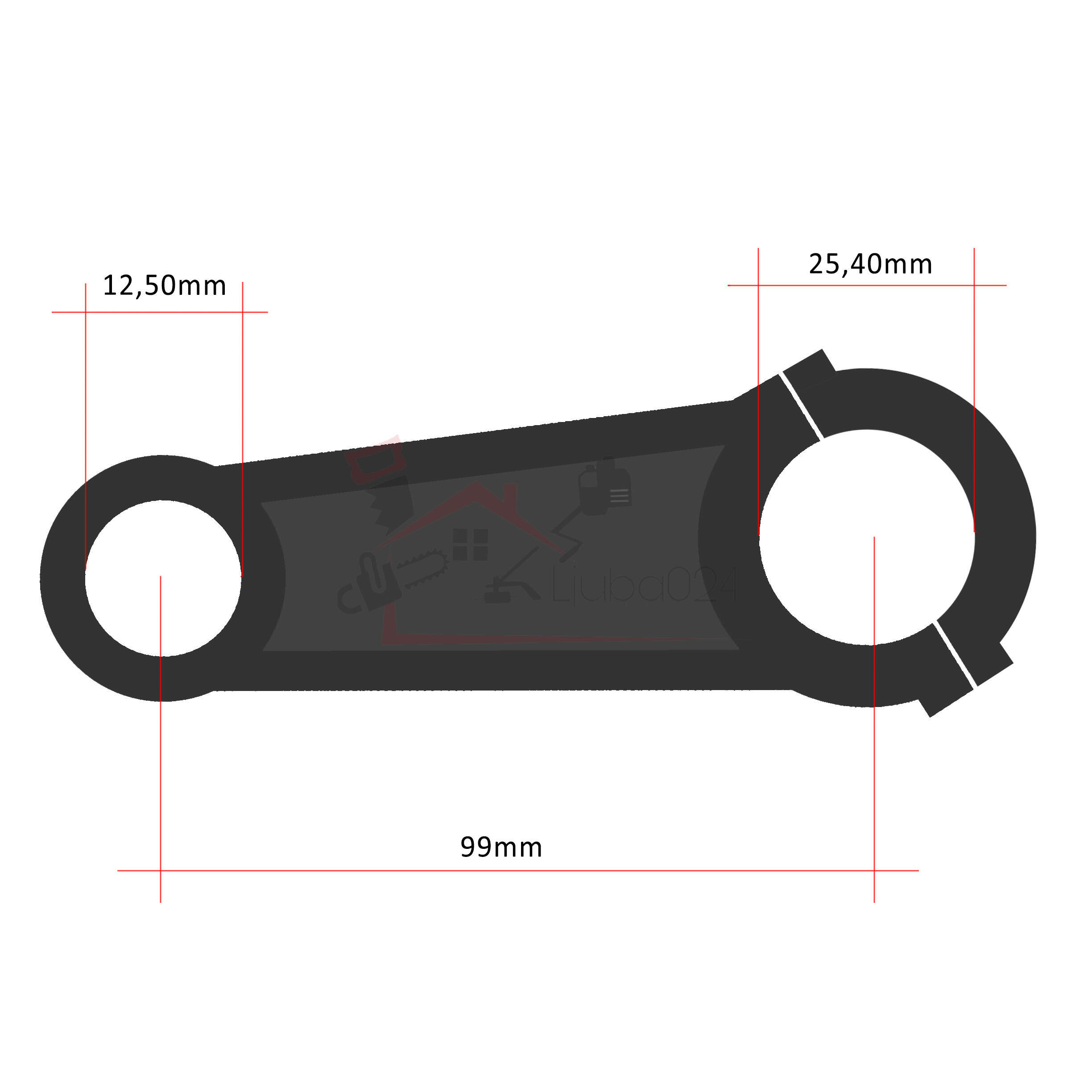 Connecting rod b&s 5 hp  d 25,4 mm 