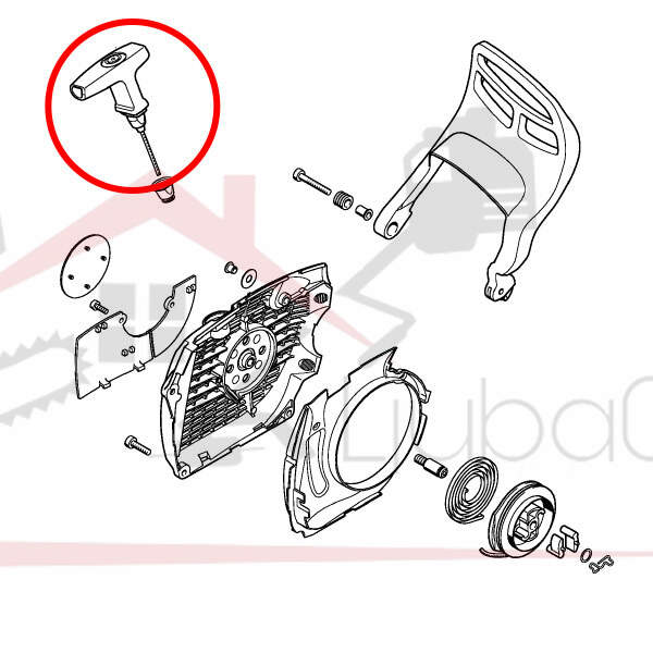 Starter handle with rope elastostart