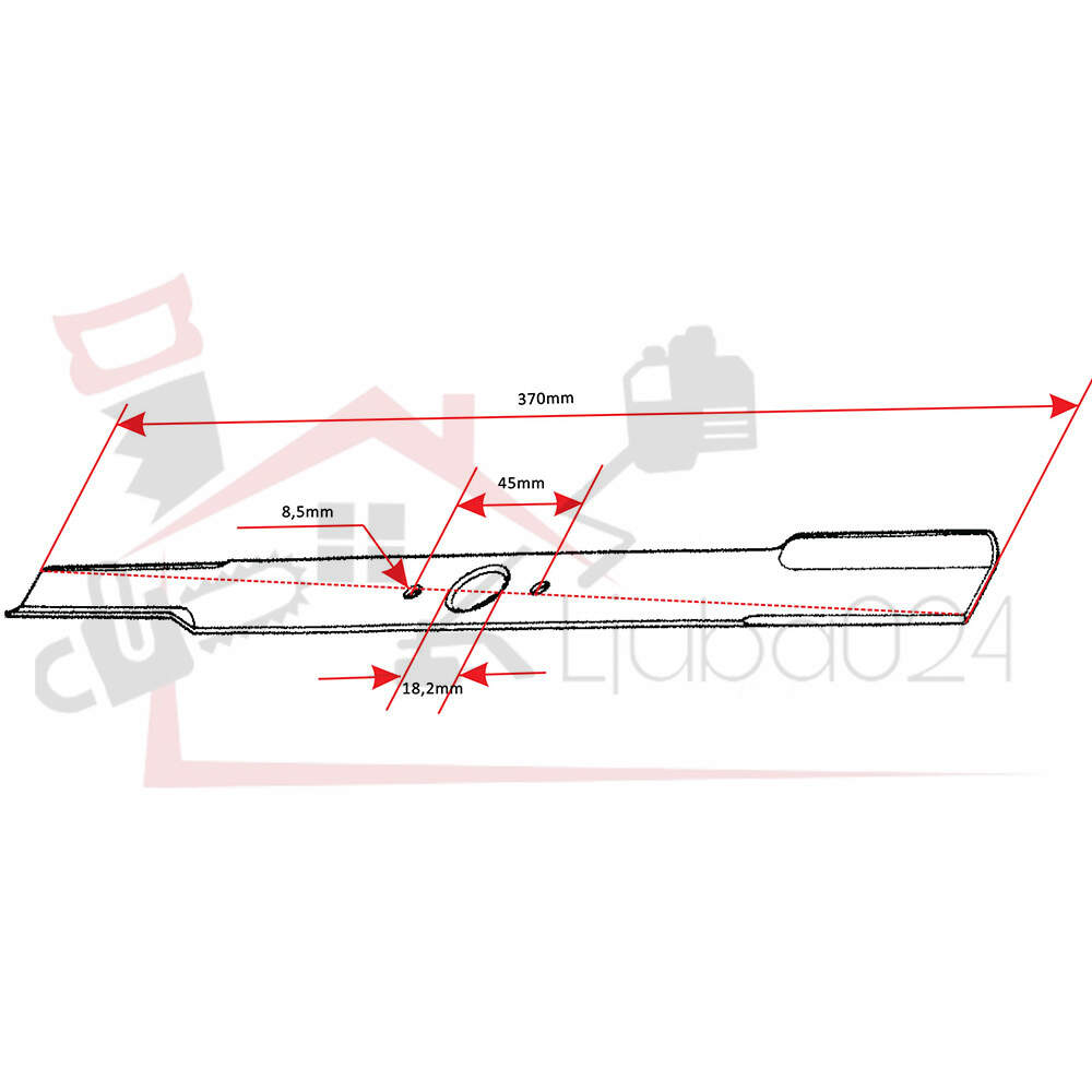 Lawnmower blade l 370 mm dia. 18,2 mm castelgarden