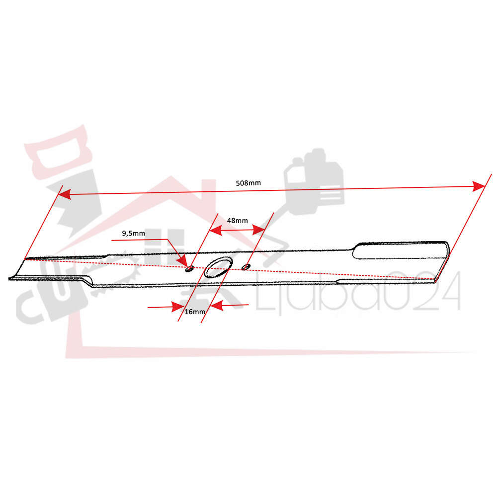 Lawnmower blade l 510 mm dia. 16 mm husqvarna