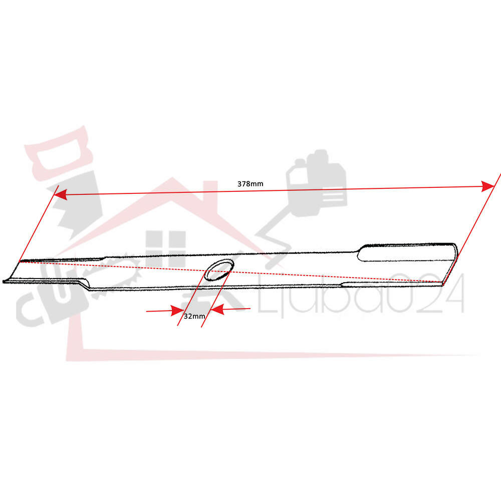 Lawnmower blade l 370 mm dia. 32 mm mtd